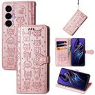 For Tecno Pova 3 Cat and Dog Embossed Leather Phone Case(Rose Gold) - 1