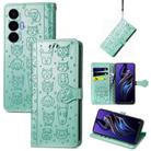 For Tecno Pova 3 Cat and Dog Embossed Leather Phone Case(Green) - 1