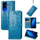 For Tecno Pova 4 4G Cat and Dog Embossed Leather Phone Case(Blue) - 1