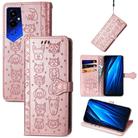 For Tecno Pova 4 4G Cat and Dog Embossed Leather Phone Case(Rose Gold) - 1