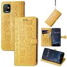 For Tecno Pop 5 Cat and Dog Embossed Leather Phone Case(Yellow) - 1