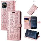 For Tecno Pop 5 Cat and Dog Embossed Leather Phone Case(Rose Gold) - 1
