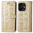 For Tecno Pop 5 Cat and Dog Embossed Leather Phone Case(Gold) - 2