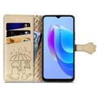For Tecno Pop 5 Cat and Dog Embossed Leather Phone Case(Gold) - 3