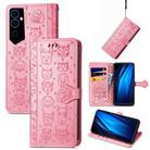 For Tecno Pova Neo 2 Cat and Dog Embossed Leather Phone Case(Pink) - 1