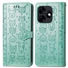 For Tecno Spark 10 Cat and Dog Embossed Leather Phone Case(Green) - 2