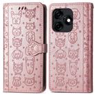 For Tecno Spark 10C Cat and Dog Embossed Leather Phone Case(Rose Gold) - 2