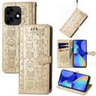 For Tecno Spark 10 Pro Cat and Dog Embossed Leather Phone Case(Gold) - 1