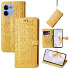 For Tecno Camon 20 / 20 Pro 4G Cat and Dog Embossed Leather Phone Case(Yellow) - 1