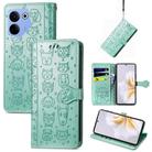 For Tecno Camon 20 / 20 Pro 4G Cat and Dog Embossed Leather Phone Case(Green) - 1