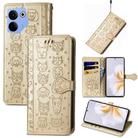 For Tecno Camon 20 Pro 5G Cat and Dog Embossed Leather Phone Case(Gold) - 1