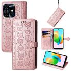 For Tecno Spark 20C / GO 2024 Cat and Dog Embossed Leather Phone Case(Rose Gold) - 1