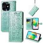 For Tecno Spark 20C / GO 2024 Cat and Dog Embossed Leather Phone Case(Green) - 1
