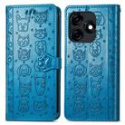 For Tecno Spark 20 Cat and Dog Embossed Leather Phone Case(Blue) - 2