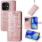 For Tecno Spark 20 Cat and Dog Embossed Leather Phone Case(Rose Gold) - 1