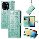 For Tecno Pop 8 4G Cat and Dog Embossed Leather Phone Case(Green) - 1