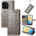 For Tecno Pop 8 4G Cat and Dog Embossed Leather Phone Case(Gray) - 1