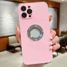 For iPhone 15 Pro Max Diamond Frosted Glass PC Phone Case(Pink) - 1