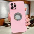For iPhone 15 Pro Diamond Frosted Glass PC Phone Case(Pink) - 1