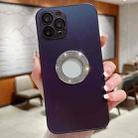 For iPhone 15 Pro Diamond Frosted Glass PC Phone Case(Purple) - 1