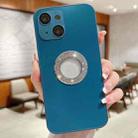 For iPhone 15 Diamond Frosted Glass PC Phone Case(Dark Blue) - 1