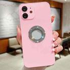 For iPhone 12 Diamond Frosted Glass PC Phone Case(Pink) - 1