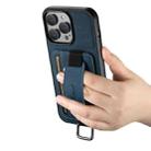 For iPhone 15 Pro Max Suteni H13 Litchi Leather Wrist Strap Wallet Back Phone Case(Blue) - 3