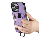 For iPhone 15 Pro Max Suteni H13 Litchi Leather Wrist Strap Wallet Back Phone Case(Purple) - 3