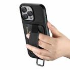 For iPhone 15 Pro Suteni H13 Litchi Leather Wrist Strap Wallet Back Phone Case(Black) - 3