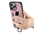 For iPhone 15 Plus Suteni H13 Litchi Leather Wrist Strap Wallet Back Phone Case(Pink) - 3