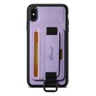 For iPhone X / XS Suteni H13 Litchi Leather Wrist Strap Wallet Back Phone Case(Purple) - 1