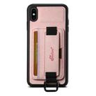 For iPhone XS Max Suteni H13 Litchi Leather Wrist Strap Wallet Back Phone Case(Pink) - 1