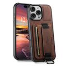 For iPhone 16 Pro Max Suteni H13 Litchi Leather Wrist Strap Wallet Back Phone Case(Brown) - 1