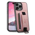 For iPhone 16 Pro Max Suteni H13 Litchi Leather Wrist Strap Wallet Back Phone Case(Pink) - 1