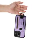 For iPhone 16 Pro Max Suteni H13 Litchi Leather Wrist Strap Wallet Back Phone Case(Purple) - 2