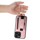 For iPhone 16 Pro Suteni H13 Litchi Leather Wrist Strap Wallet Back Phone Case(Pink) - 2