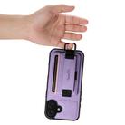 For iPhone 16 Suteni H13 Litchi Leather Wrist Strap Wallet Back Phone Case(Purple) - 2