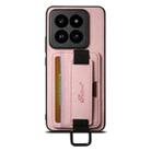 For Xiaomi 14 Suteni H13 Litchi Leather Wrist Strap Wallet Back Phone Case(Pink) - 1