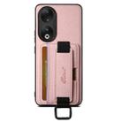 For Honor 60 Suteni H13 Litchi Leather Wrist Strap Wallet Back Phone Case(Pink) - 1