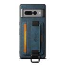 For Google Pixel 7a Suteni H13 Litchi Leather Wrist Strap Wallet Back Phone Case(Blue) - 1