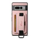 For Google Pixel 7a Suteni H13 Litchi Leather Wrist Strap Wallet Back Phone Case(Pink) - 1