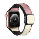 For Apple Watch SE 2023 44mm Fold Magnetic Square Buckle PU Silicone Watch Band(Pink White) - 1