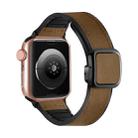 For Apple Watch SE 2023 44mm Fold Magnetic Square Buckle PU Silicone Watch Band(Brown) - 1
