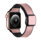 For Apple Watch SE 2023 44mm Fold Magnetic Square Buckle PU Silicone Watch Band(Pink) - 1