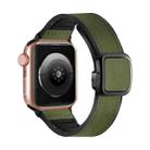 For Apple Watch Ultra 2 49mm Fold Magnetic Square Buckle PU Silicone Watch Band(Dark Green) - 1