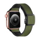 For Apple Watch Series 9 45mm Fold Magnetic Square Buckle PU Silicone Watch Band(Dark Green) - 1