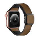 For Apple Watch Series 8 41mm Fold Magnetic Square Buckle PU Silicone Watch Band(Brown) - 1