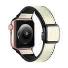 For Apple Watch Series 5 40mm Fold Magnetic Square Buckle PU Silicone Watch Band(Beige) - 1