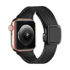 For Apple Watch Series 4 44mm Fold Magnetic Square Buckle PU Silicone Watch Band(Black) - 1