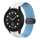 For Samsung Galaxy watch 5 Pro Golf Edition Two Color Magnetic Folding Buckle Silicone Watch Band(White+Blue) - 1